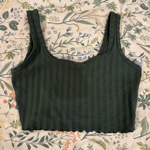 Aerie Dark Green Ribbed Crop Tank Top – Size M